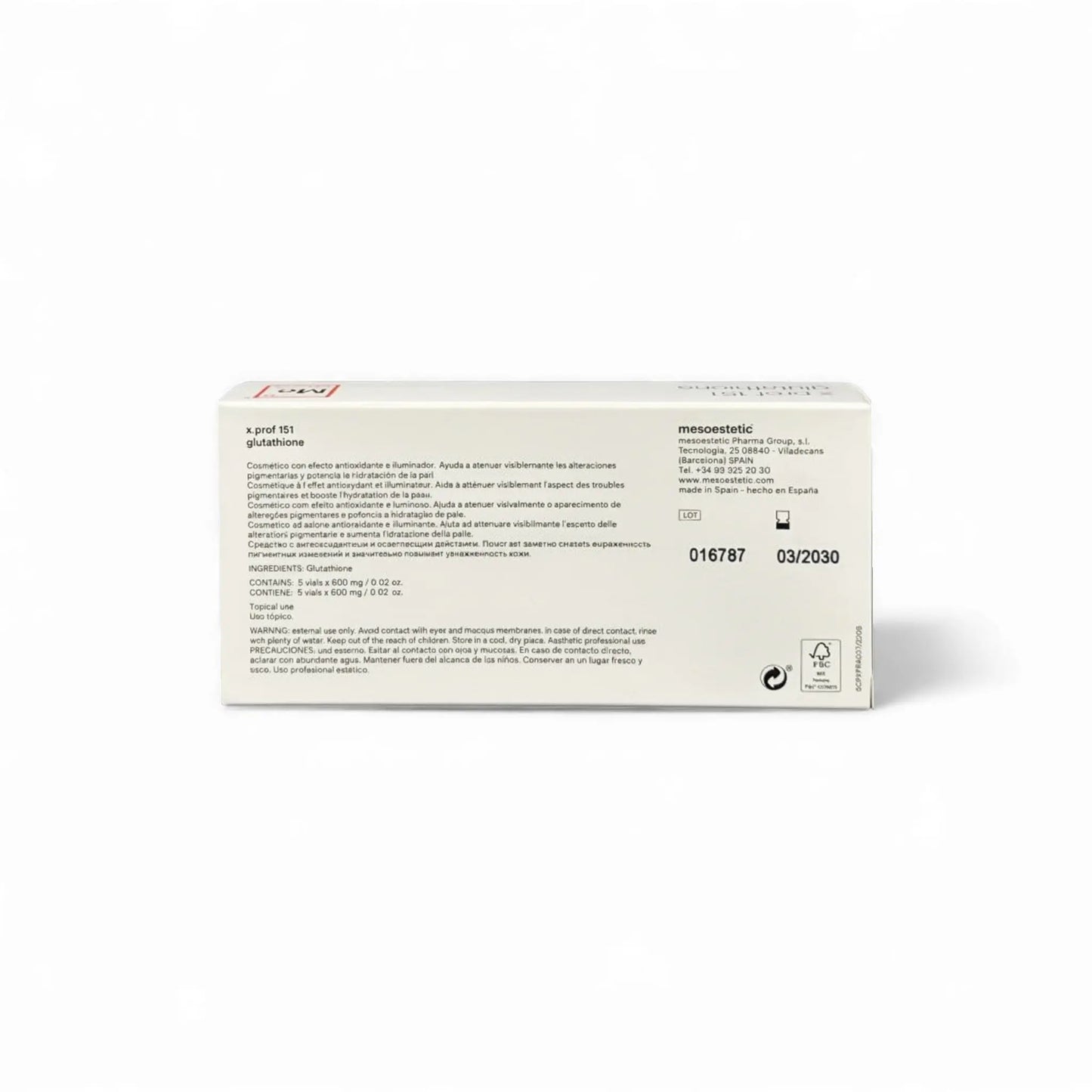 Mesoestetic X.Prof 151 Glutathione 5 x 600mg