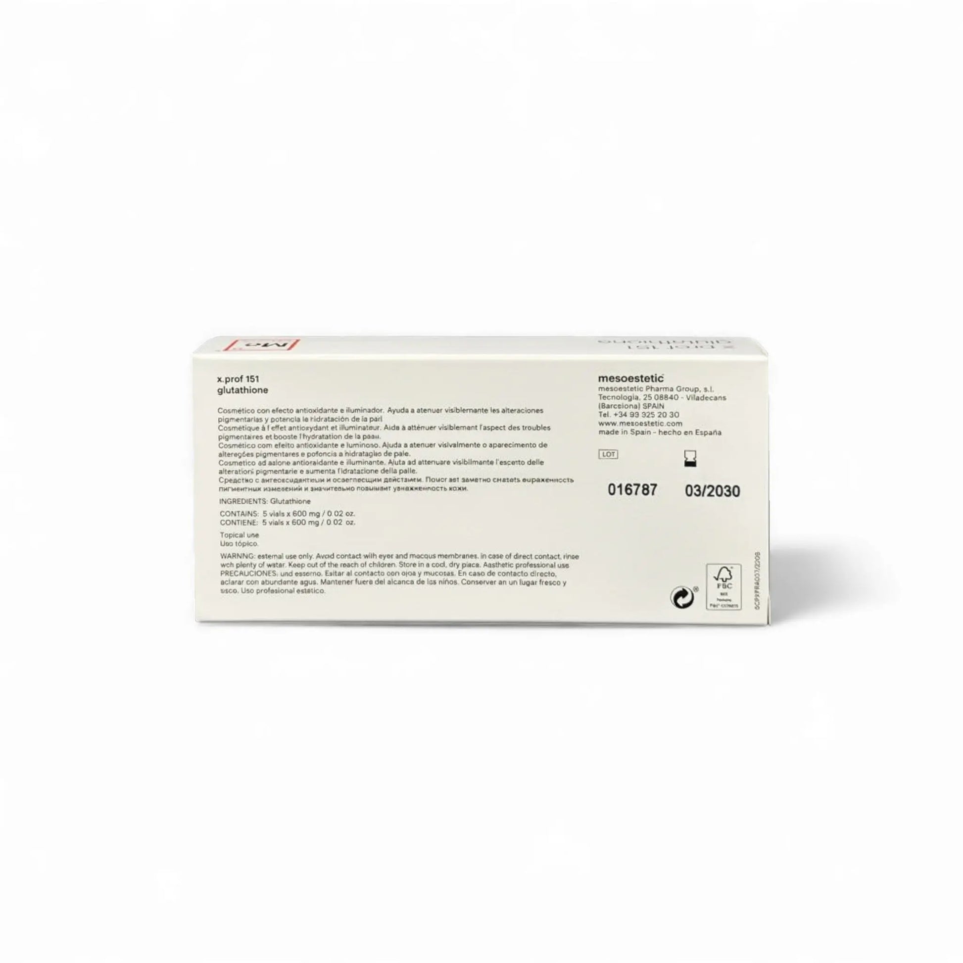 Mesoestetic X.Prof 151 Glutathione 5 x 600mg 